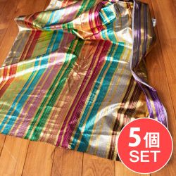 【5個セット】〔1m切単位り売り〕インドの伝統模様布　ボーダー　ストライプ柄〔約99cm〕カラフル系の商品写真