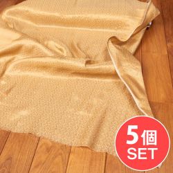 【5個セット】〔1m切単位り売り〕インドの伝統模様布　光沢感のあるブロケード生地　金糸〔約109cm〕ゴールド系の商品写真