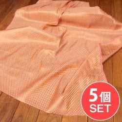 【5個セット】〔1m切単位り売り〕インドの伝統模様布 光沢感のあるブロケード生地 金糸〔約11.5cm〕薄ピンク系