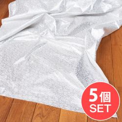 【5個セット】〔1m切単位り売り〕インドの伝統模様布　光沢感のあるブロケード生地〔約101cm〕ホワイト系の商品写真
