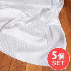 【5個セット】〔1m切単位り売り〕インドの伝統模様布　光沢感のあるブロケード生地〔約103cm〕ホワイト系の商品写真