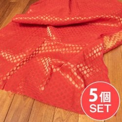 【5個セット】〔1m切単位り売り〕インドの伝統模様布 光沢感のあるブロケード生地に 美しい金糸の紋織 小花柄〔幅約107cm〕