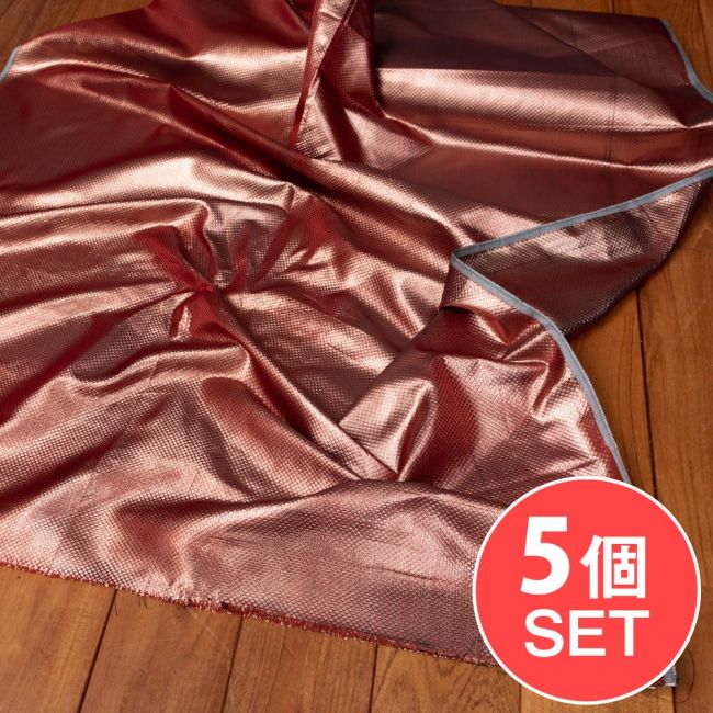 【5個セット】〔1m切単位り売り〕インドの伝統模様布〔約108cm〕カッパー系の写真セット,キラキラ布,豪華な布,切り売り　テーブルクロス　おしゃれ,計り売り布,布 生地,アジア布,手芸,アジアン,ファブリック,ソファーカバー