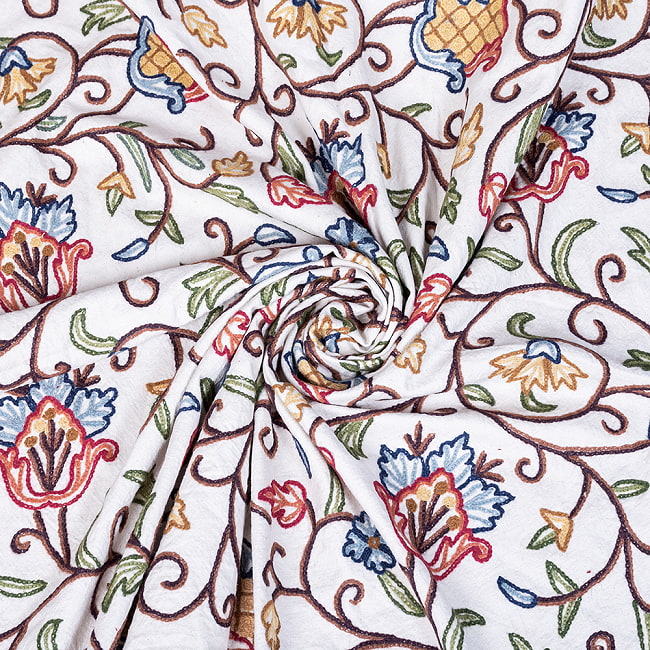 【5個セット】〔1m単位切り売り〕カシミールの職人手作り アーリ刺繍生地 ウール刺繍糸による贅沢な刺繍〔約127cm〕 6 - 良い風合いです。