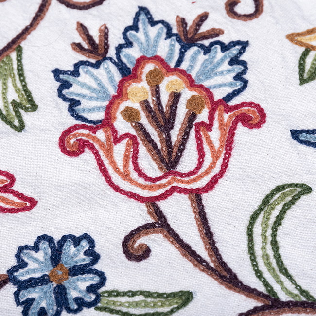 【5個セット】〔1m単位切り売り〕カシミールの職人手作り アーリ刺繍生地 ウール刺繍糸による贅沢な刺繍〔約127cm〕 9 - 拡大写真です