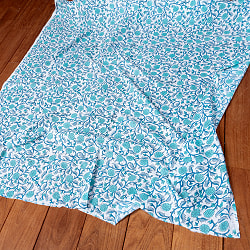 【5個セット】〔1m切単位り売り〕ジャイプル　職人手作り木版染め　色彩美しいボタニカルデザイン　おしゃれ　生地　花柄　テーブルクロス　刺繍素材などへ〔幅約111cm〕 - ブルーグリーン系 - サブ2