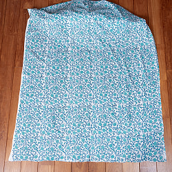 【5個セット】〔1m切単位り売り〕ジャイプル　職人手作り木版染め　色彩美しいボタニカルデザイン　おしゃれ　生地　花柄　テーブルクロス　刺繍素材などへ〔幅約111cm〕 - ブルーグリーン系 - サブ3