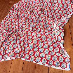 【5個セット】〔1m切単位り売り〕ジャイプル　職人手作り木版染め　色彩美しいボタニカルデザイン　おしゃれ　生地　花柄　テーブルクロス　刺繍素材などへ〔幅約111cm〕 - レッド系 - サブ2