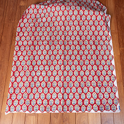 【5個セット】〔1m切単位り売り〕ジャイプル　職人手作り木版染め　色彩美しいボタニカルデザイン　おしゃれ　生地　花柄　テーブルクロス　刺繍素材などへ〔幅約111cm〕 - レッド系 - サブ3