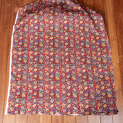 【5個セット】〔1m切単位り売り〕ジャイプル　職人手作り木版染め　色彩美しいボタニカルデザイン　おしゃれ　生地　花柄　テーブルクロス　刺繍素材などへ〔幅約112cm〕 - レッド系 - サブ3