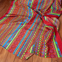 【5個セット】〔1m切単位り売り〕モン族の刺繍風プリントファブリック　生地　少数民族　フォークロア　民俗的　トライバル〔約169cm〕 - サブ2