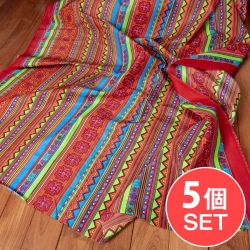 【5個セット】〔1m切単位り売り〕モン族の刺繍風プリントファブリック　生地　少数民族　フォークロア　民俗的　トライバル〔約169cm〕の商品写真
