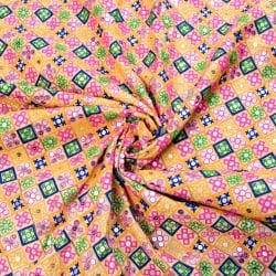 【5個セット】〔1m切単位り売り〕ラジャスタンの刺繍布〔108cm〕 - シャンパンゴールド - サブ5