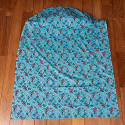 【5個セット】〔1m切単位り売り〕伝統息づく南インドから　昔ながらの更紗模様布〔約105cm〕水色系 - サブ3