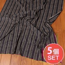【5個セット】〔1m切単位り売り〕伝統息づく南インドから　昔ながらの更紗模様布〔約108cm〕ブラック系の商品写真