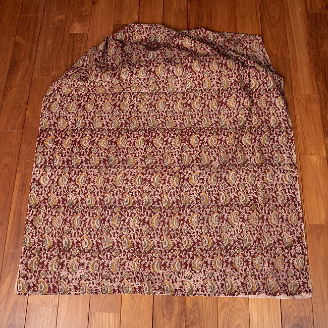 【5個セット】〔1m切単位り売り〕伝統息づく南インドから　昔ながらの木版染め更紗模様布〔約106cm〕 - 赤茶 3 - とても素敵な雰囲気です
