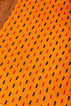 【5個セット】〔1m切単位り売り〕南インドの絣織り風パターン布〔幅約109.5cm〕 - オレンジ系 - サブ4