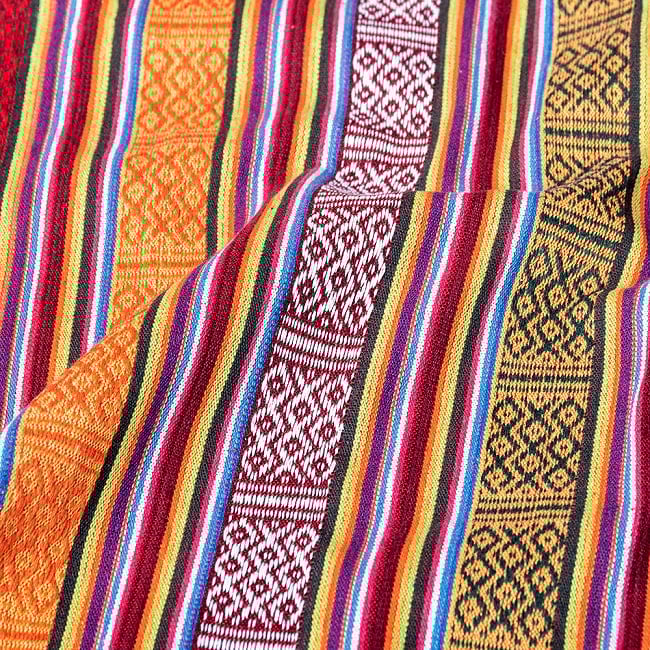 【3個セット】〔50cm切り売り〕ネパール伝統のコットン織り生地　薄手〔幅約107cm〕 5 - さらに拡大写真です