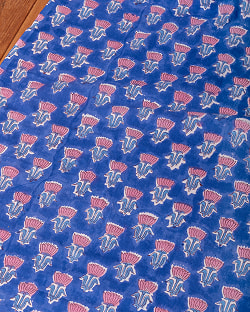 【3個セット】〔1m単位切り売り〕ジャイプル　職人手作り木版染め　色彩美しいボタニカルデザイン〔幅約109cm〕〔レイン系　小花柄〕　おしゃれ　生地　テーブルクロス　手芸素材などへ - サブ2