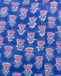 【3個セット】〔1m単位切り売り〕ジャイプル　職人手作り木版染め　色彩美しいボタニカルデザイン〔幅約109cm〕〔レイン系　小花柄〕　おしゃれ　生地　テーブルクロス　手芸素材などへ - サブ4