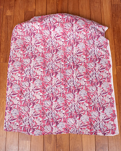 【3個セット】〔1m単位切り売り〕ジャイプル　職人手作り木版染め　色彩美しいボタニカルデザイン〔幅約108cm〕〔ピンク系　更紗柄〕　おしゃれ　生地　テーブルクロス　手芸素材などへ - サブ3