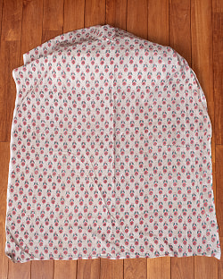 【3個セット】〔1m単位切り売り〕ジャイプル　職人手作り木版染め　色彩美しいボタニカルデザイン〔幅約110cm〕〔薄グリーン系　小花柄〕　おしゃれ　生地　テーブルクロス　手芸素材などへ - サブ3