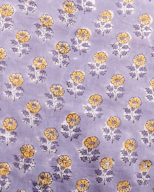 【3個セット】〔1m単位切り売り〕ジャイプル 職人手作り木版染め 色彩美しいボタニカルデザイン〔幅約108cm〕〔グレー系 小花柄〕 おしゃれ 生地 テーブルクロス 手芸素材などへ 4 - 1mの長さごとにご購入いただけます。