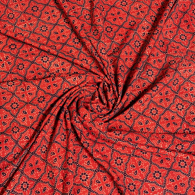 【5個セット】〔約3.8m 長尺布】伝統息づくインドから 昔ながらの木版染めアジュラックデザインの伝統模様布〔横幅:約110cm〕 5 - インドならではの生地です