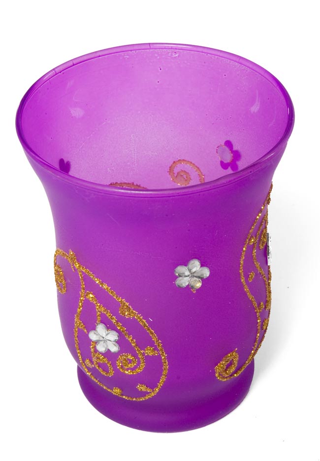 キラキラキャンドルグラス【高さ:9.5cm*横:7.5cm】-パープル 2 - 斜めから撮ってみました。