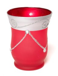キラキラキャンドルグラス【高さ:9.5cm*横:7.5cm】-レッドの商品写真