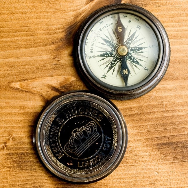 稀少英国アンティークヴィクトリアン T.COOKEブラスコンパス　ストッパー付き 大英帝国時代風 アンティーク調コンパス 直径7.7cm の通販 - TIRAKITA.COM