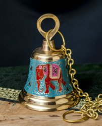 象の装飾入りブラスベル高さ：17cm程度の商品写真