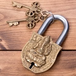 アンティック風南京錠　-　ガネーシャ
