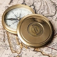 直径約7.6cm】大英帝国時代風 アンティークコンパス[蓋付き
