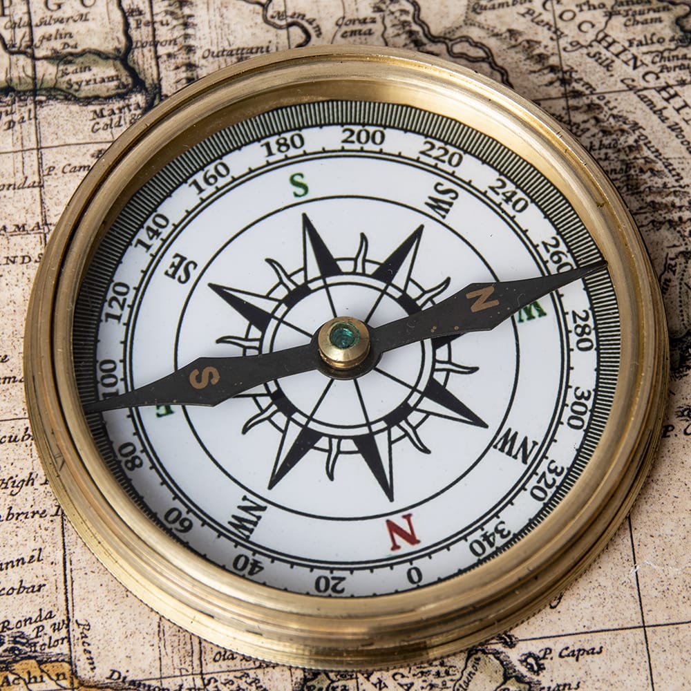 直径約7.6cm】大英帝国時代風 アンティークコンパス[蓋付き] - STATUE