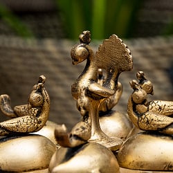 ブラス製 孔雀のクムクムボックス 直径：12cm程度 - サブ2