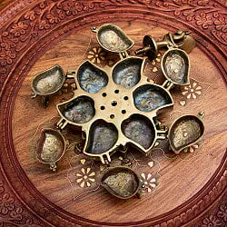 ブラス製 孔雀のクムクムボックス 直径：12cm程度 - サブ5