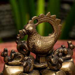 ブラス製 孔雀のクムクムボックス 直径：10cm程度 - サブ2