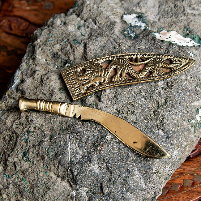 ネパールの ククリナイフ型 ペーパーナイフ レターオープナー 約：10.5cm 7 - 裏面をみてみました。