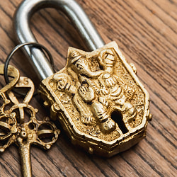 アンティーク調 ミニ南京錠 ガネーシャ - サブ2