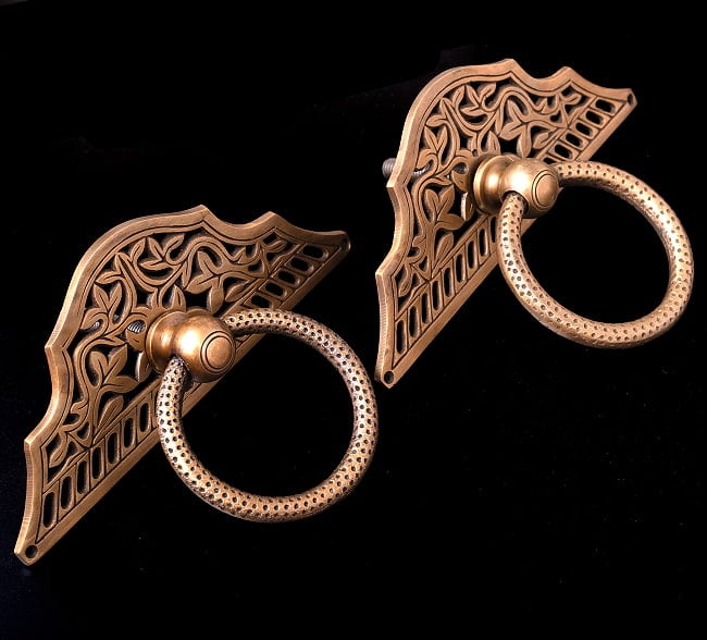 【一点もの】ブラス アジアンアンティック風ドアハンドル 8 - 左右1セットでのお届けとなります