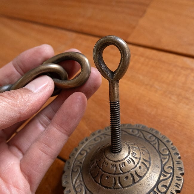 ブラスのドアチェーン アジアンアンティック風 6 - ドアパーツと、チェーンは南京錠で鍵締めします