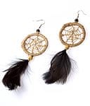 ドリームキャッチャーフェザーピアス【黒】の商品写真