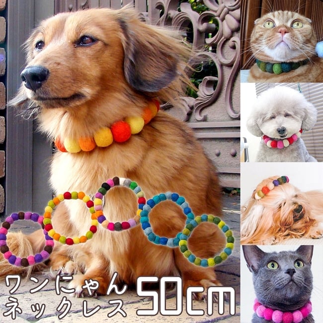 〔内周50cm〕★犬の首輪・猫首輪★手作りフェルト！ワンにゃんネックレス の写真
