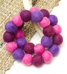 〔50cm〕★犬の首輪・猫首輪★手作りフェルト！ワンにゃんネックレス  - ピンク×紫系の商品写真