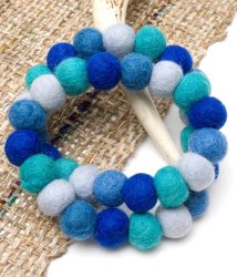 〔60cm〕★犬の首輪・猫首輪★手作りフェルト！ワンにゃんネックレス  - ブルー系の商品写真