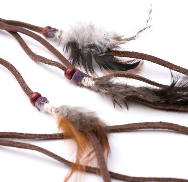 3通り楽しめる!ヒッピーヘアバンド 【茶】の商品写真 2枚目 一部分を拡大してみました。