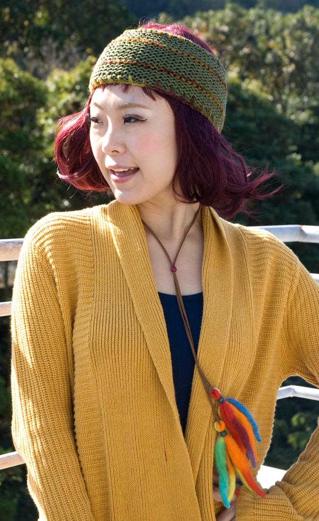 何通りも楽しめる!ヒッピーヘアバンド 【フェルト・ピンク系】 8 - ネックレスのように使用してもいいですね!