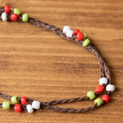 カラフルビーズのシンプルアンクレット　赤系アソート - サブ2