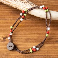 カラフルビーズのシンプルアンクレット　赤系アソート(NP-ACS-831)